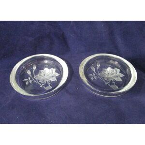 Royal Rose Glass Coasters A Pair Unmarked Vintage Chipping To Interior Rim GUC